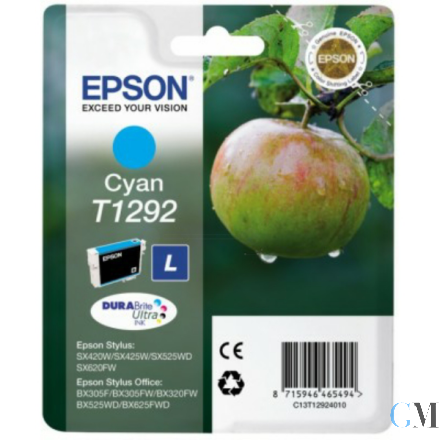 Original Epson C13T12924012/T1292 Tintenpatrone cyan, 460 Seiten ISO/IEC 19752 7ml