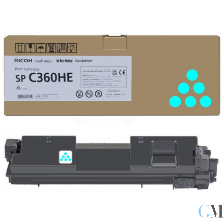 Original Ricoh 408185/SPC360HE Toner-Kit cyan High-Capacity, 5.000 Seiten ISO/IEC 19752