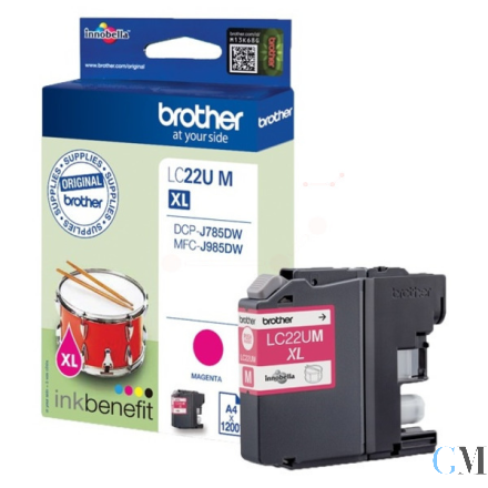 Original Brother LC-22UM Tintenpatrone magenta XL, 1.200 Seiten ISO/IEC 24711