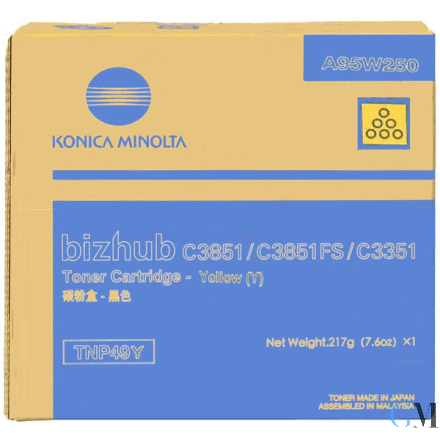 Original Konica Minolta A95W250/TNP-49Y Toner gelb, 12.000 Seiten