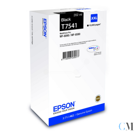 Original Epson C13T754140/T7541 Tintenpatrone schwarz, 10.000 Seiten ISO/IEC 24711 202ml