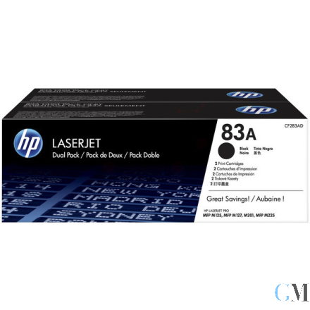 Original HP CF283AD/83A Tonerkartusche Doppelpack, 2x1.500 Seiten/5% VE=2
