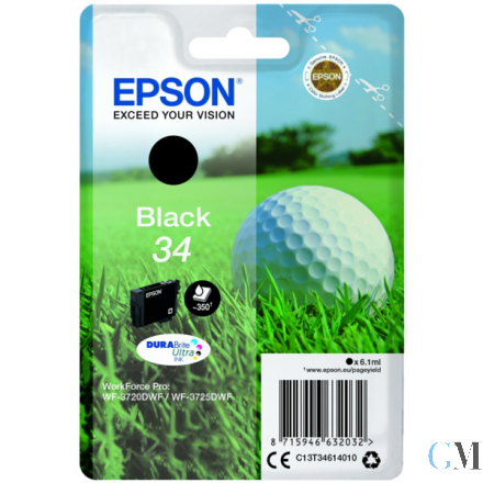 Original Epson C13T34614010/34 Tintenpatrone schwarz, 350 Seiten 6,1ml