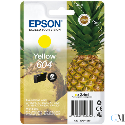 Original Epson C13T10G44010/604 Tintenpatrone gelb, 130 Seiten 2,4ml