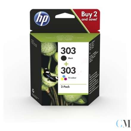 Original HP 3YM92AE/303 Druckkopfpatrone Multipack schwarz + color 4ml VE=2