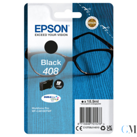 Original Epson C13T09J14010/408 Tintenpatrone schwarz, 1.100 Seiten ISO/IEC 24711 18.9ml