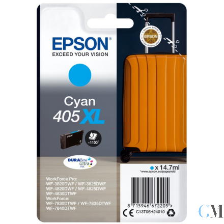 Original Epson C13T05H24010/405XL Tintenpatrone cyan High-Capacity, 1.100 Seiten 14.7ml