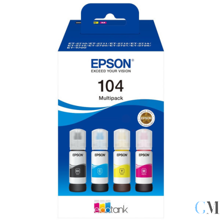 Original Epson C13T00P640/104 Tintenflasche MultiPack Bk,C,M,Y 65ml 1x4500pg + 3x7500pg VE=4