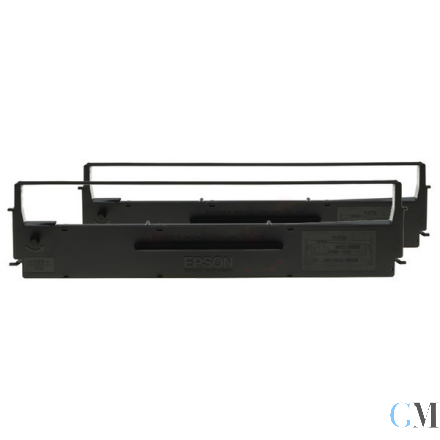 Original Epson C13S015646/7753 Nylonband schwarz Doppelpack, 2.500.000 Zeichen VE=2