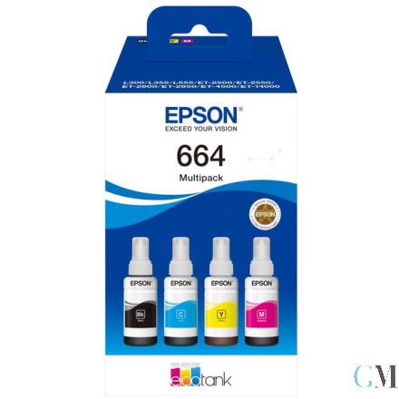Original Epson C13T664640/664 Tintenflasche MultiPack Bk,C,M,Y 70ml 1x4500pg + 3x7500pg VE=4