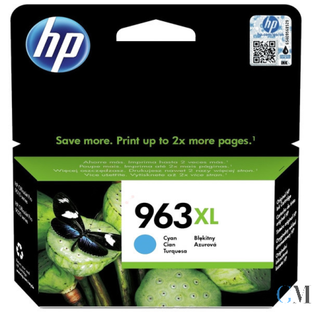 Original HP 3JA27AE/963XL Tintenpatrone cyan High-Capacity, 1.600 Seiten 22.77ml