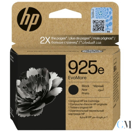 Original HP 4K0W3PE/925E Tintenpatrone schwarz EvoMore, 1.000 Seiten ISO/IEC 19752