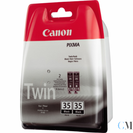 Original Canon 1509B029/PGI-35BK Tintenpatrone schwarz Doppelpack, 2x191 Seiten 9.3ml VE=2