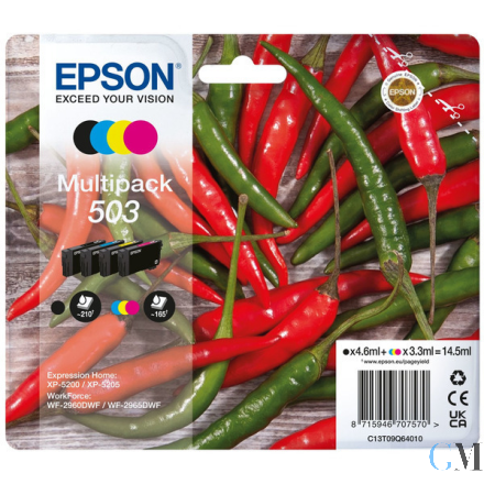 Original Epson C13T09Q64010/503 Tintenpatrone MultiPack Bk,C,M,Y 210pg + 3x165pg VE=4