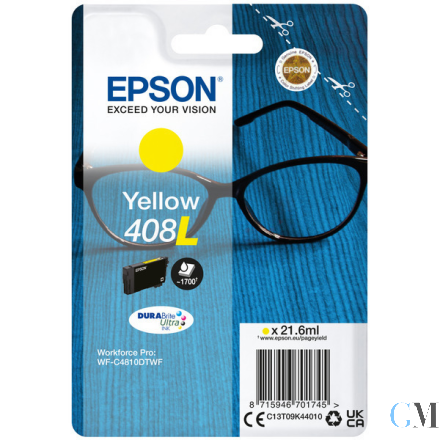 Original Epson C13T09K44010/408L Tintenpatrone gelb High-Capacity, 1.700 Seiten 21,6ml