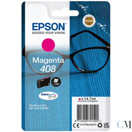 Original Epson C13T09J34010/408 Tintenpatrone magenta, 1.100 Seiten ISO/IEC 24711 14.7ml