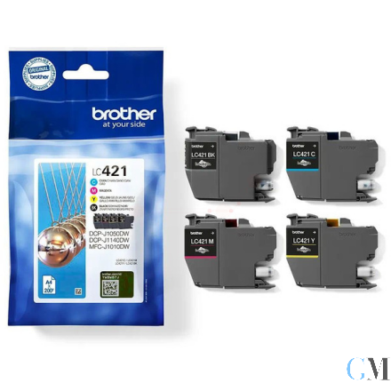 Original Brother LC-421VAL Tintenpatrone MultiPack Bk,C,M,Y, 4x200 Seiten VE=4