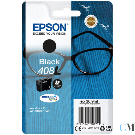Original Epson C13T09K14010/408L Tintenpatrone schwarz High-Capacity, 2.200 Seiten 36,9ml