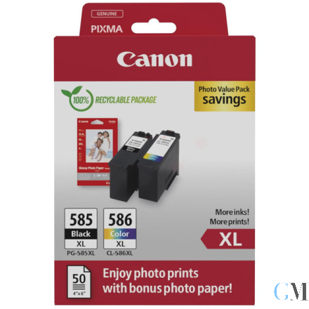 Original Canon 7170C004/PG-595XL/CL-586XL Tintenpatrone MultiPack schwarz + color High-Capacity 9,7ml + 14,1ml VE=2
