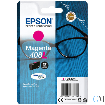 Original Epson C13T09K34010/408L Tintenpatrone magenta High-Capacity, 1.700 Seiten 21,6ml