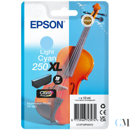 Original Epson C13T16P54010/250XL Tintenpatrone cyan hell High-Capacity, 740 Seiten 8,9ml