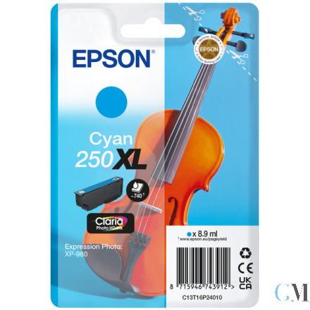 Original Epson C13T16P24010/250XL Tintenpatrone cyan High-Capacity, 740 Seiten 8,9ml