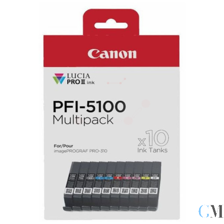 Original Canon 6951C009/PFI-5100 Tintenpatrone MultiPack MBK,PBK,C,M,Y,PC,PM,R,GY,CO VE=10