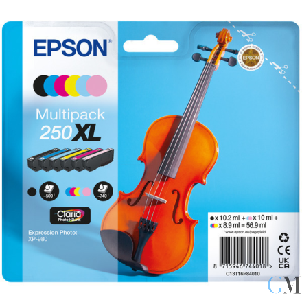 Original Epson C13T16P84010/250XL Tintenpatrone MultiPack Bk,C,M,Y,LC,LM High-Capacity 10,2ml + 3x8,9ml + 2x10ml VE=6