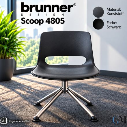 Brunner Scoop 4805 Designer-Schalenstuhl Schwarz mit Aluminium-Kreuzfuß Ausstellungsstück - wie neu