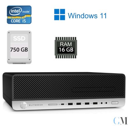 HP EliteDesk 800 G5 Core i5-9500 3GHz 256 + 512 GB SSD 16GB SSF PC Win11Pro 6BD64AV