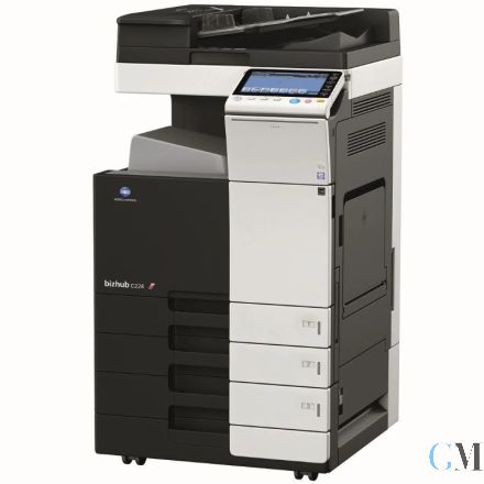Konica Minolta bizhub C224 DIN A3 Farbkopierer refurbished auf Papierfach PC-110 mit Rollen und mit ADF DF-624 mit gebrauchtem Tonersatz