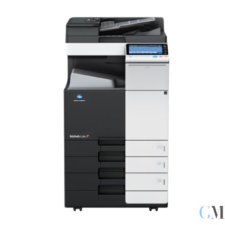 Konica Minolta bizhub C284e DIN A3 Farbkopierer refurbished auf Papierfach PC-110 mit ADF DF-624 mit gebrauchtem Tonersatz