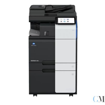 Konica Minolta bizhub C300i Farbkopierer refurbished auf Rollwagen mit internal Finisher FS-533 Tacker