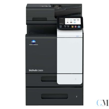 Konica Minolta bizhub C3320i Farb Multifunktionsgerät refurbished mit Zusatzpapierfach PF-P20 mit 87.978 gedruckten Seiten mit gebrauchtem Tonersatz B: 2% C: 1% M: 17% Y: 21% Trommel B: 50% CMY: 32% Wartungskit 80% Transferband 45%