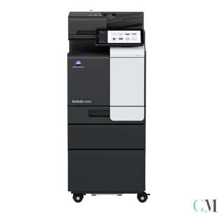 Konica Minolta bizhub C3350i Multifunktionsgerät refurbished auf PF-P22 + Unterschrank mit 82.204 gedruckten Seiten Toner B:23% C:85% M:1% Y:23% Trommel B 61% CMY 15% Fuser 64% Transferband 81% 