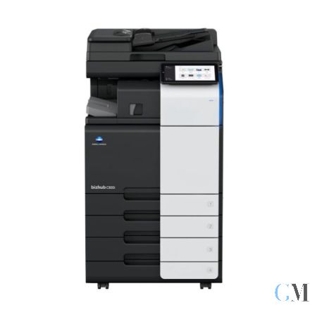 Konica Minolta bizhub C300i DIN A3 Farbkopierer refurbished auf Papierfach PC-216 mit ADF DF-714 Dual Scan mit internem Finisher FS-533 mit gebrauchtem Tonersatz