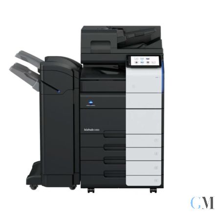 KONICA MINOLTA Bizhub C450i DIN A3 Farbkopierer refurbished auf Papierfach PC-216 mit ADF Dualscan mit Finisher FS-539 Tacker mit gebrauchtem Tonersatz