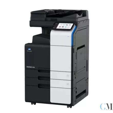 KONICA MINOLTA Bizhub C450i DIN A3 Farbkopierer refurbished auf Unterschrank mit Rollen mit ADF Dualscan mit 247.050 gedruckten Seiten mit gebrauchtem Tonersatz B: 43% C: 37% M: 33% Y: 85% WArtungskit 61% Transferband