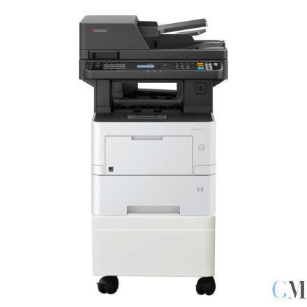 Kyocera ECOSYS M3645dn DIN A4 S/W LAN Duplex Multifunktionsgerät refurbished mit B-365W-B Unterschrank auf Rollen mit gebrauchtem Tonersatz