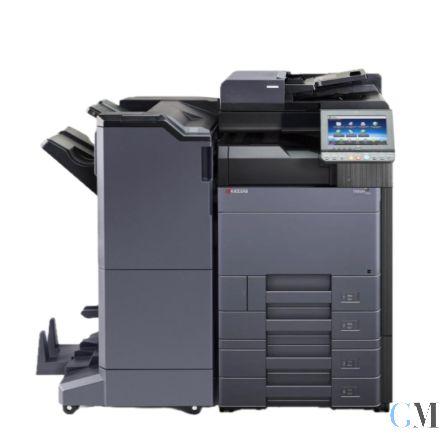 Kyocera TASKalfa 2552ci Farbkopierer refurbished auf PF-7100 / ADF DP-7100 mit Finisher DF-7110 Booklet Tacker Locher mit 127.908 Seiten gedruckt Toner B:60% C:5% M:25% Y:90%