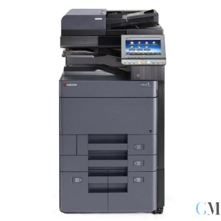 Kyocera TASKalfa 5052ci DIN A3 Farbkopierer refurbished auf Papierfach PF-7110 mit ADF DP-7110 mit 196.428 gedruckten Seiten mit gebrauchtem Tonersatz B:11% C:5% M:30% Y:77%