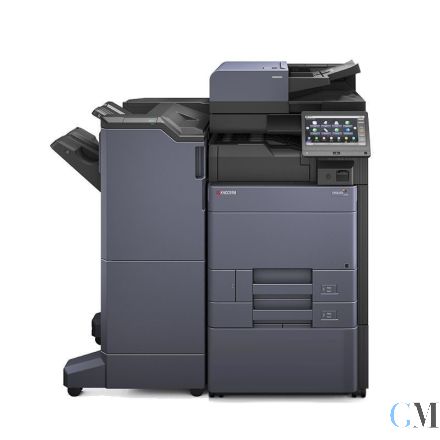 Kyocera TASKalfa 3253ci Kopierer refurbished auf Rollwagen mit ADF Einheit DP-7100 mit Finisher DF-7110 Tacker Locher mit gebrauchtem Tonersatz