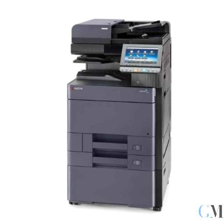 Kyocera TASKalfa 3252ci Farbkopierer refurbished auf Unterschrank mit DP-7100 mit gebrauchtem Tonersatz