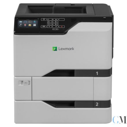 Lexmark CS725de DIN A4 Duplex LAN Farblaserdrucker refurbished mit Zusatzpapierfach 40C2100 550 Blatt mit 26.647 gedruckten Seiten mit gebrauchtem Tonersatz B: 40% C:80% M:50% Y: 45% Trommeln B: 82% Farbe jede Trommel 87% Wartungskit 70% Transferband 70%