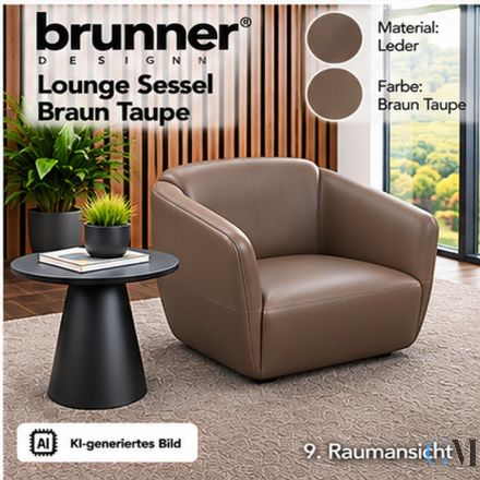 Brunner Lounge Sessel Leder Braun Taupe Clubsessel Ausstellungsstück
