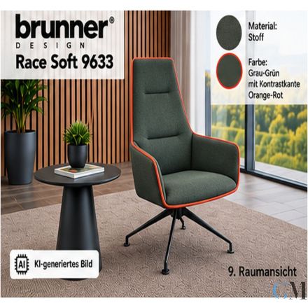 Brunner Ray Soft 9633 hochwertiger Design-Polsterstuhl Ausstellungsstück wie neu