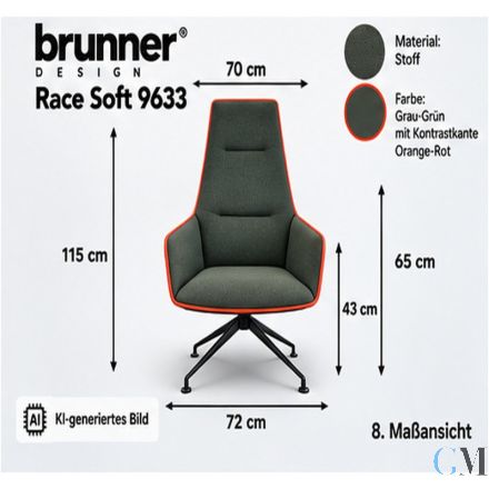 Brunner Ray Soft 9633 hochwertiger Design-Polsterstuhl Ausstellungsstück wie neu