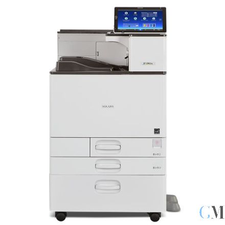 Ricoh Aficio SP 8400DN DIN A3 S/W Laserdrucker refurbished auf Untergestellt mit Rollen mit gebrauchtem Toner mit 146 gedruckten Seiten, Toner 100% Trommel 100% Fuser 100%