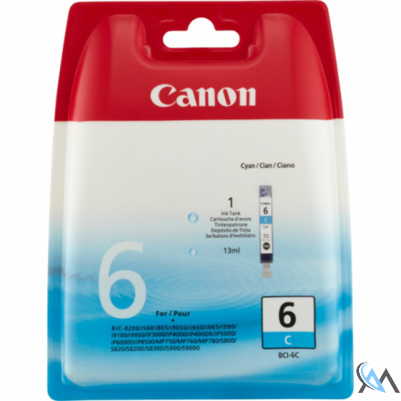 Original Canon 4706A002/BCI-6C Tintenpatrone cyan, 280 Seiten ISO/IEC 24711 13ml