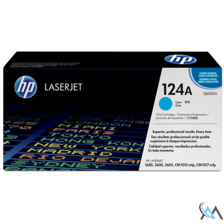 Original HP Q6001A/124A Tonerkartusche cyan, 2.000 Seiten/5%